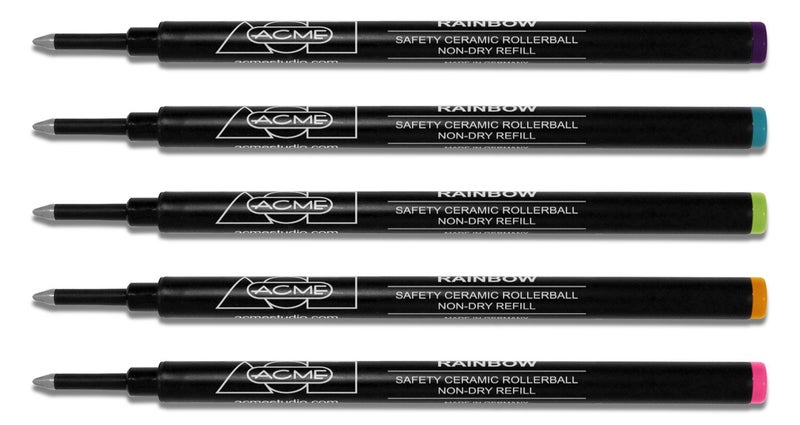 ACME Studios Inc Roller Ball Refills, Rainbow Colors, Set of 5 (PREFRBOWBOX)